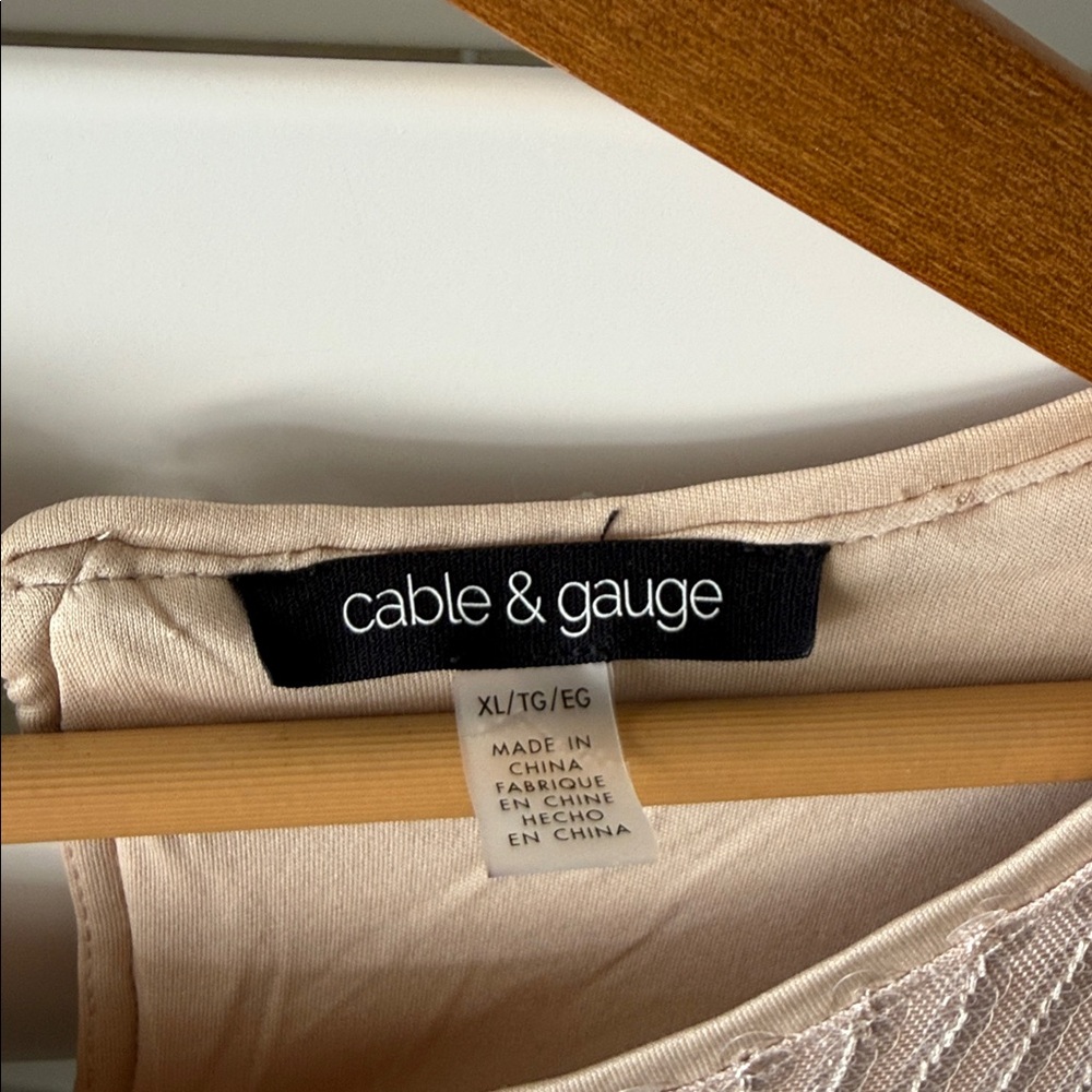 Cable & Gauge Shimmering Beige Sequin Blouse - Picture 3 of 4